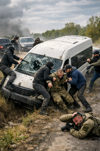 В результате погони друзья и родственники освободили мобилизованного