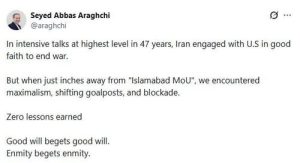 «Никаких уроков не извлечено»: глава МИД Ирана раскритиковал США за срыв переговоров