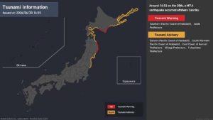 В Японии объявлена угроза цунами после прибрежного землетрясения